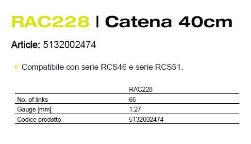 CATENA X ELETTROSEGA 40 CM