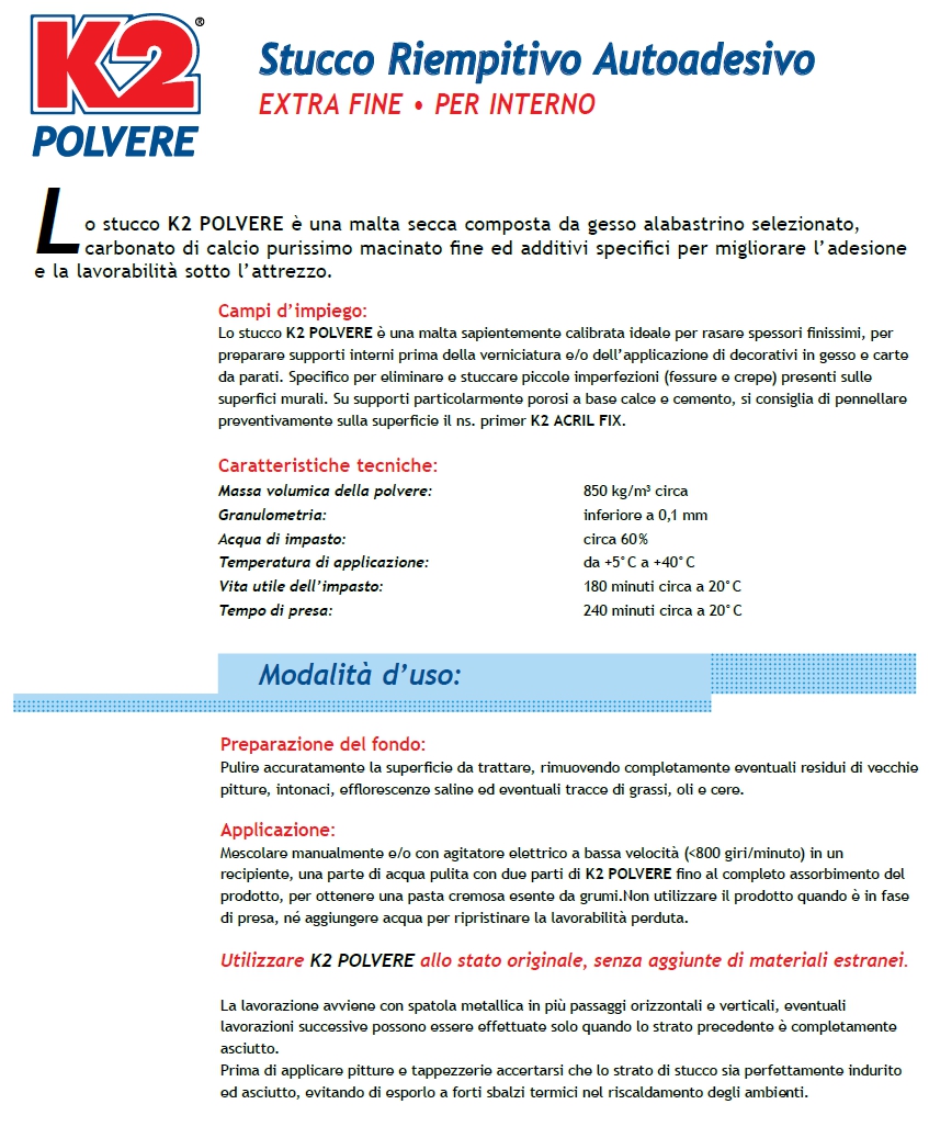 STUCCO K2 POLVERE EXTRA 1K