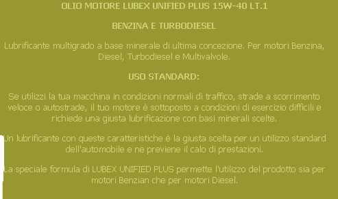 OLIO MOTORE UNIVE 15W40 1L
