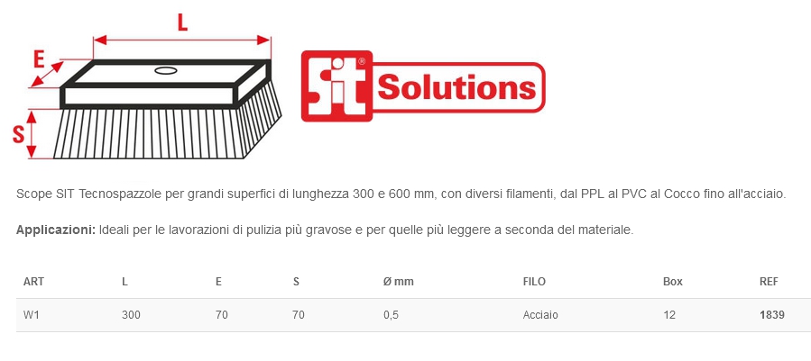 SCOPA C/FILI ACCIAIO 30 CM