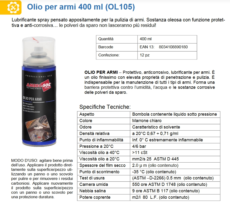 OLIO SPRAY LUBR ARMI 400ML