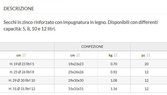 SECCHIO ZINC RINF diametro 30 10LT