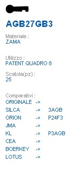 CHIAVE AGB27GB3 | 3AGB    
