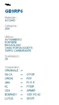 CHIAVE GB9RP6 | GT10P     
