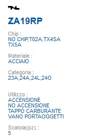 CHIAVE T00ZA19RP | ZD24RT0