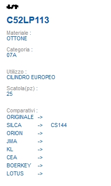 CHIAVE C52LP113 | CS144   