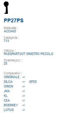 CHIAVE PP27PS | 6P2S      