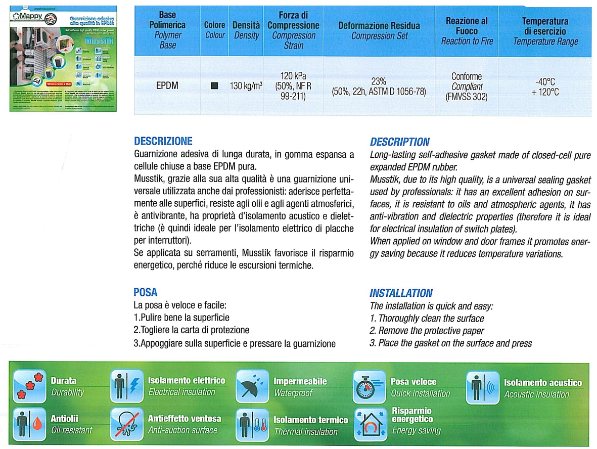 GUARNIZ MUSSTIK 10x3x20MT 