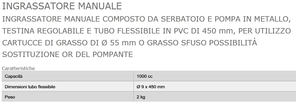 INGRASSATORE MANUAL 1000CC