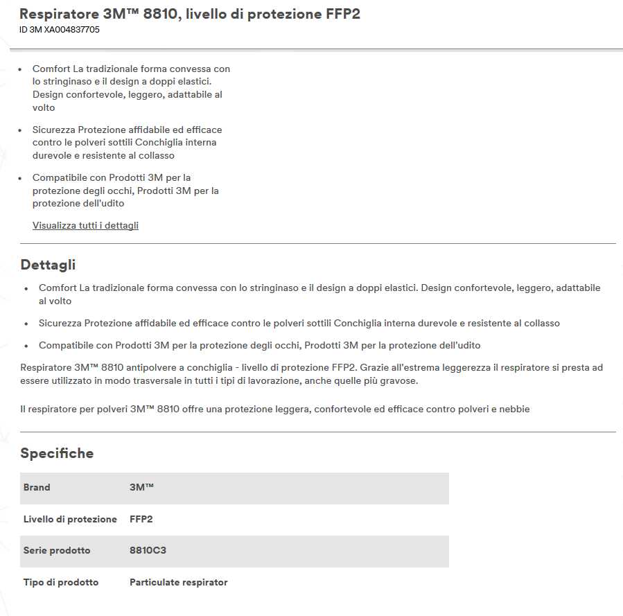 RESPIRATORE 8810 FFP2 20PZ