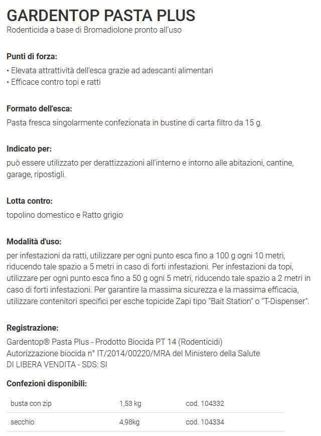 ZAPI GARDENTOP PASTAPL1.5K