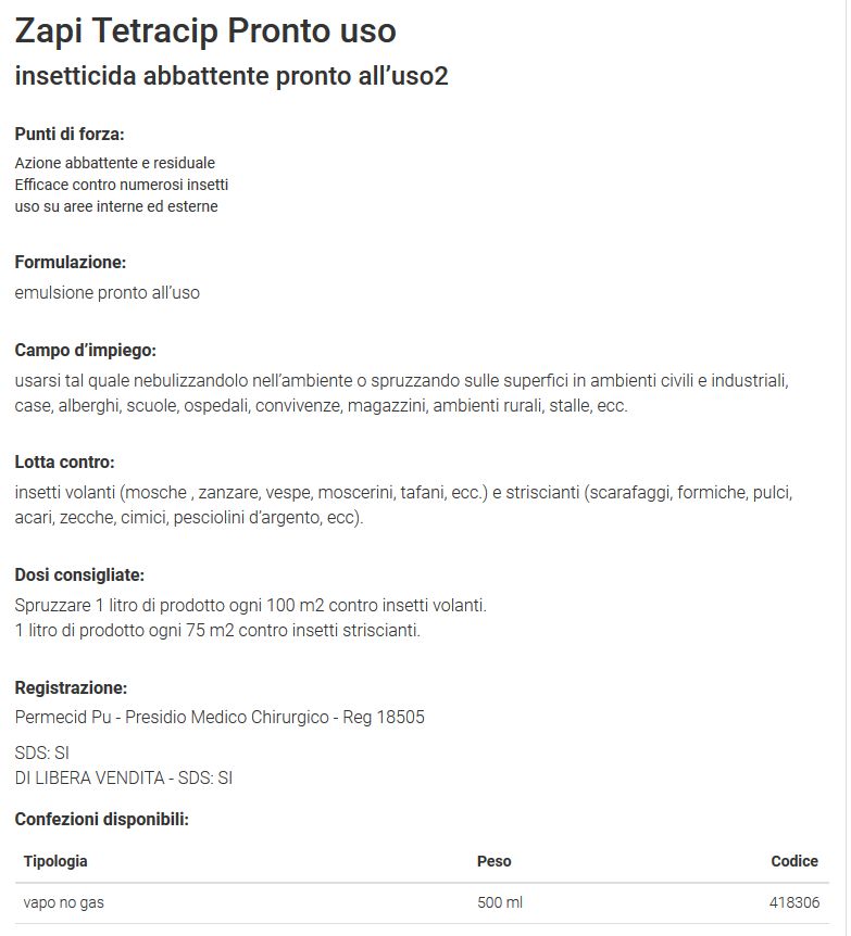 ZAPI TETRACIP P/USO 500 ML