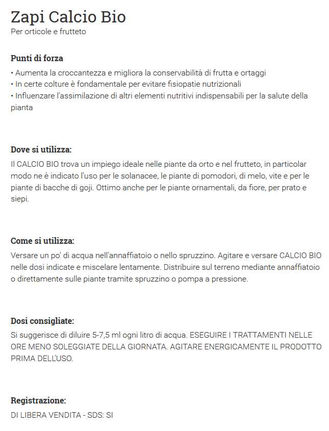 ZAPI CALCIO BIO     250 GR