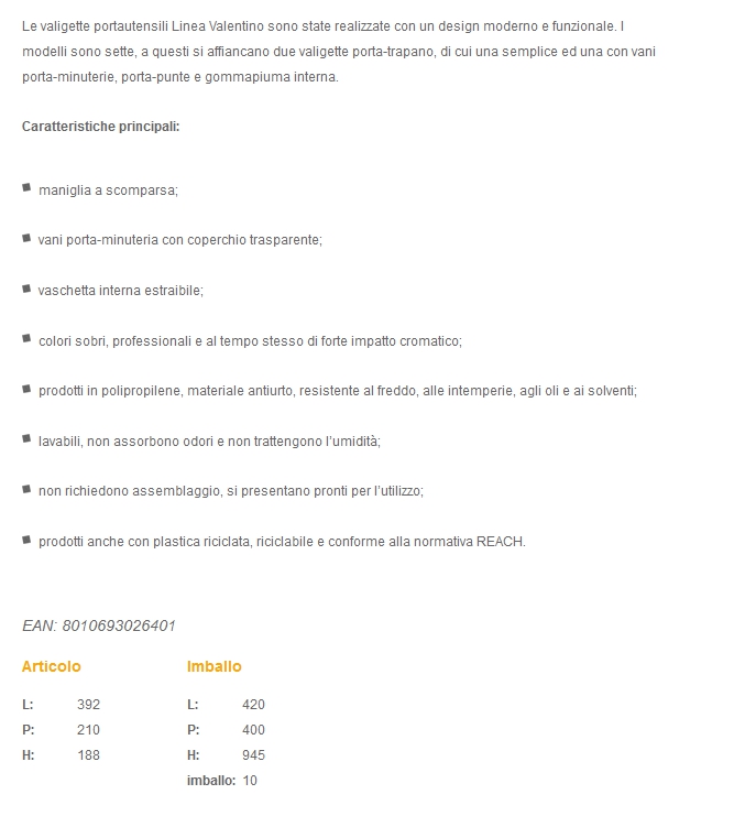 VALIGETTA TOOLBOX 15" NERA