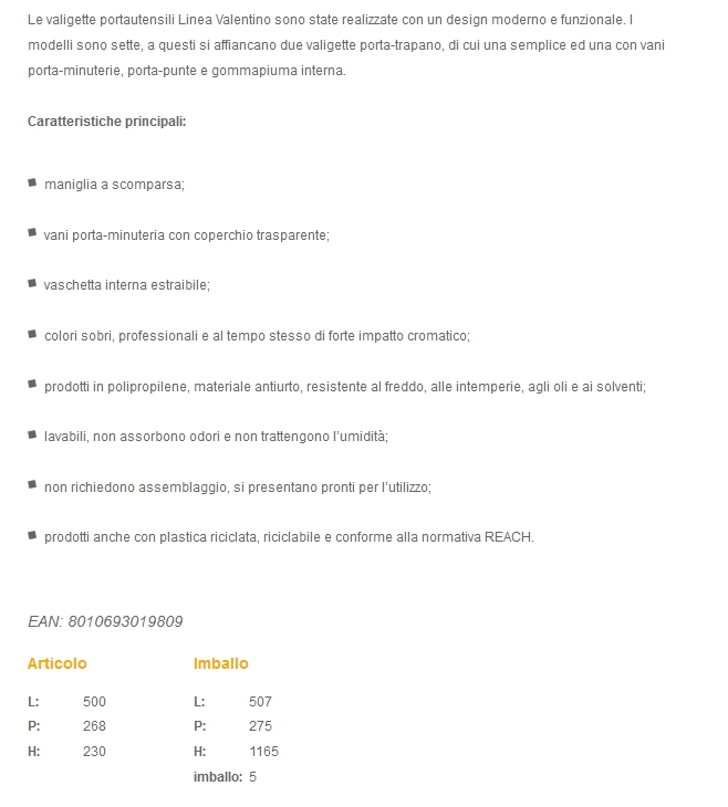 VALIGETTA TOOLBOX 22" NERA