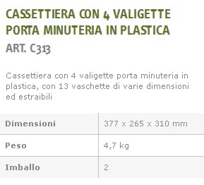 PORTA MINUTERIA 4 CASSETTI