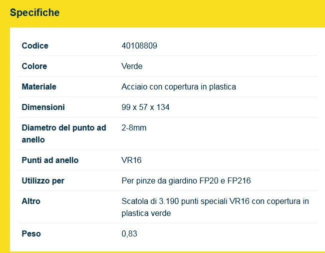 PUNTI PER RETI PLAST. VR16