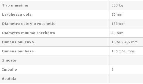 ARGANO MANUALE C/CAVO 500K