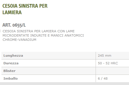 CESOIA SX PER LAMIERA 245 