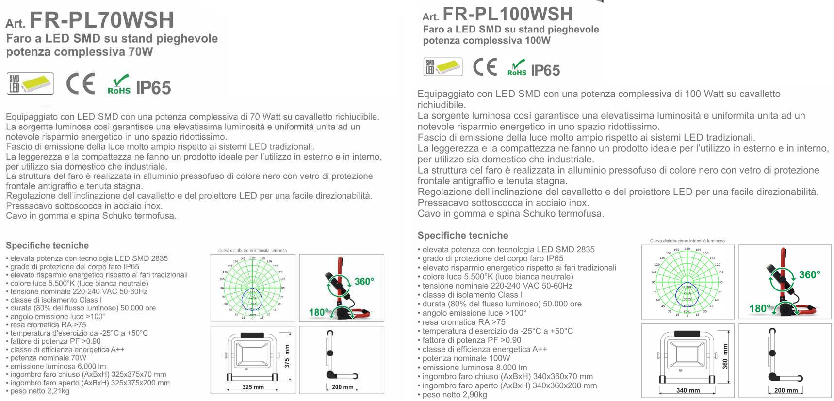 FARO LED 70W PIEG C/SUPP  