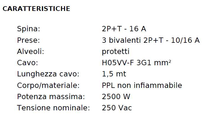 MULTIPRESA 1,5MT 3BIP NER 