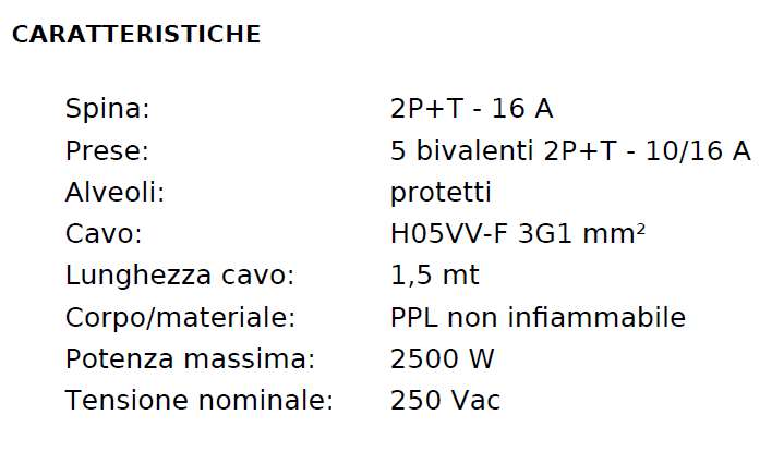 MULTIPRESA 1,5MT 5BIP NER 