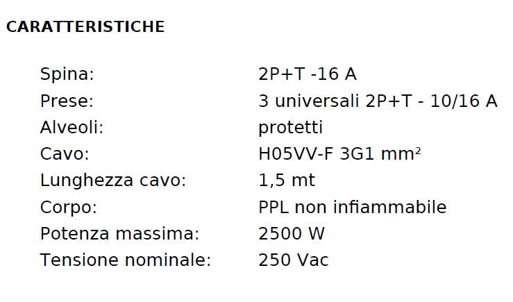 MULTIPR 1,5MT 16A 3SC+IN N