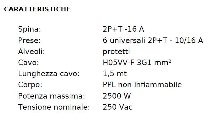 MULTIPR 1,5M 16A 6SC+IN NE