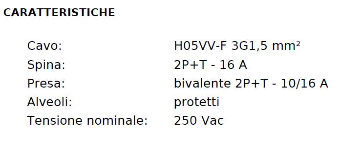 PROL LIN 3M 16A 3X1.5 NERA