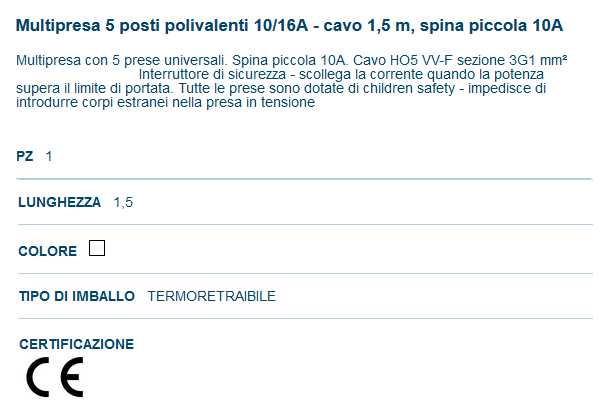 MULTIPRESA 5 UNI SP10A C/D