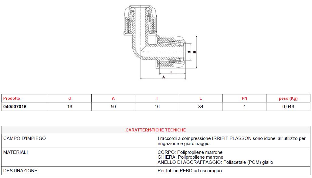 GOMITO IRRIFIT diametro 16-16     