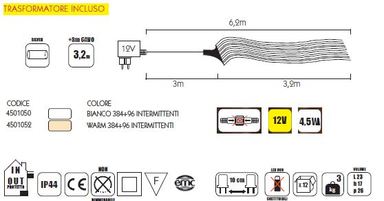 CASCATA LUCI 15FILX32L BIA