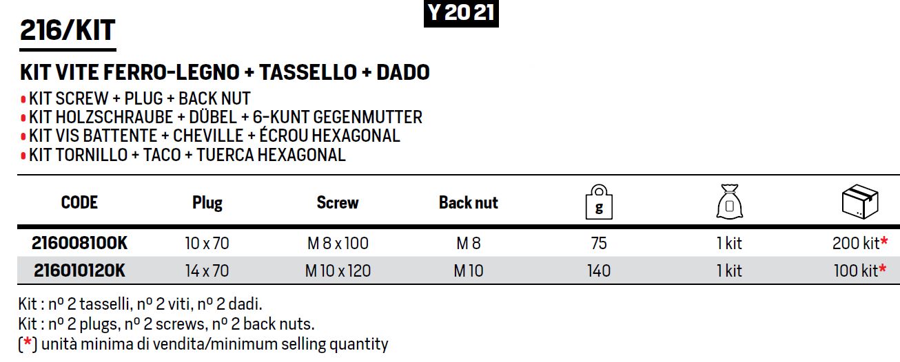 TASS COLL  M8X100 CONF 2PZ