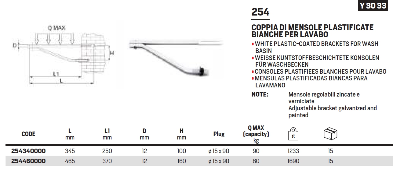 MENSOLA LAVATOIO LC 12x460
