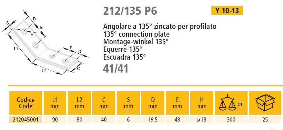 ANGOLARE 135? 90x90x40mm  