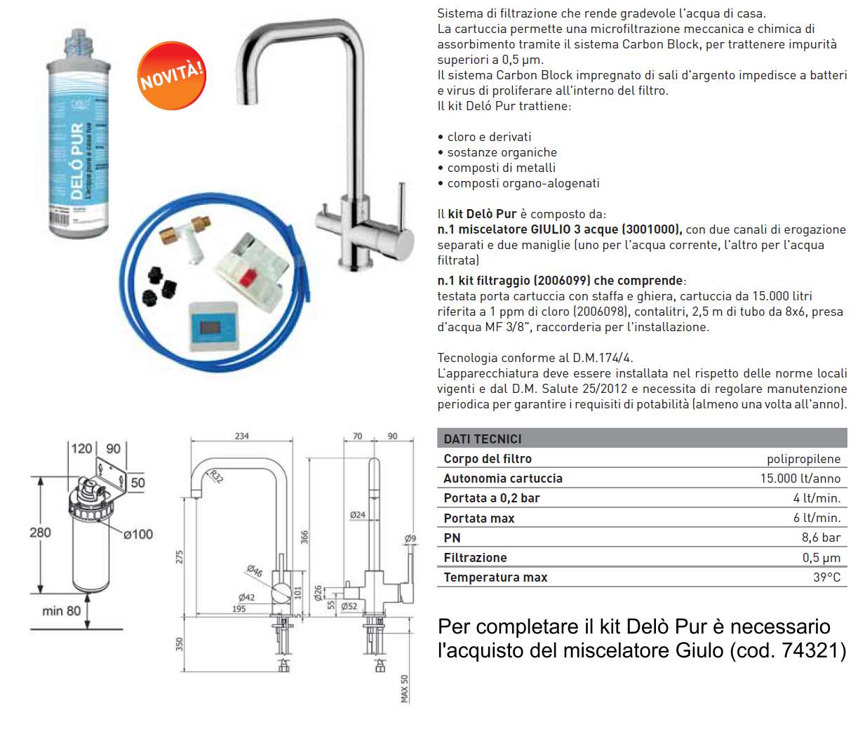 KIT FILTRAGGIO DELO' PUR  