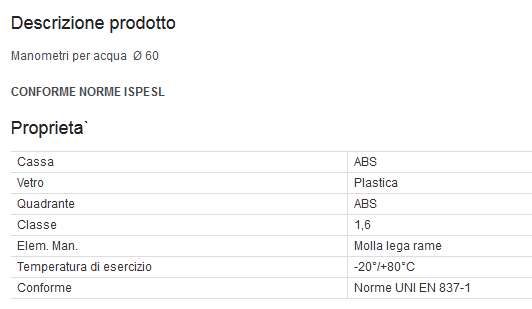 MANOMETRO 0-25 diametro 63 RAD 1/4