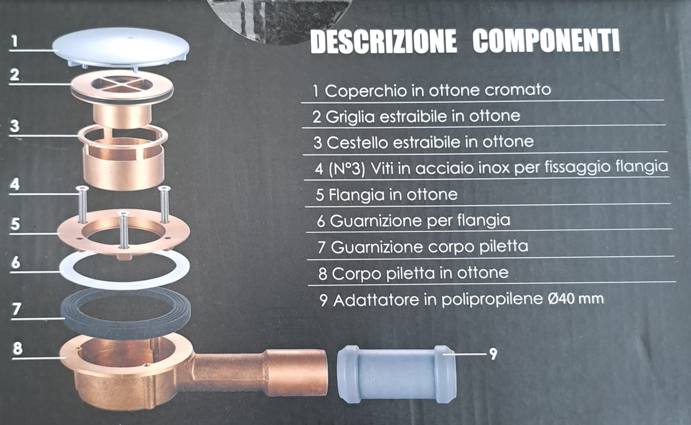 PILETTA DOCCIA diametro 90 H4 OTTO