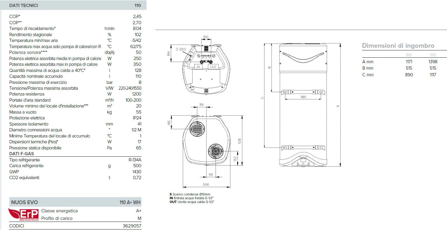 PDC NUOS EVO A+ 110 WH    