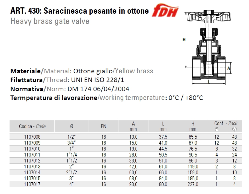 SARACIN OTTONE  4"FF PN 16