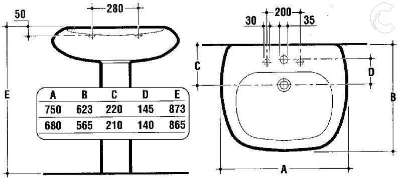 LAVABO CALLA 3F 68cm BIANC