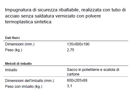 BARRA RIBALTABILE    80 cm
