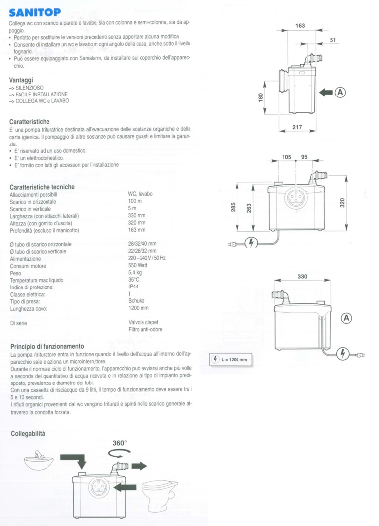 TRITURATORE SANITOP UP WC 