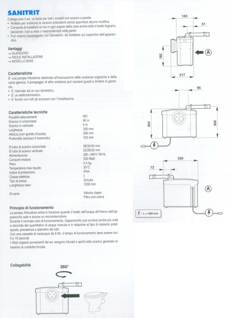 TRITURATORE SANITRIT UP WC