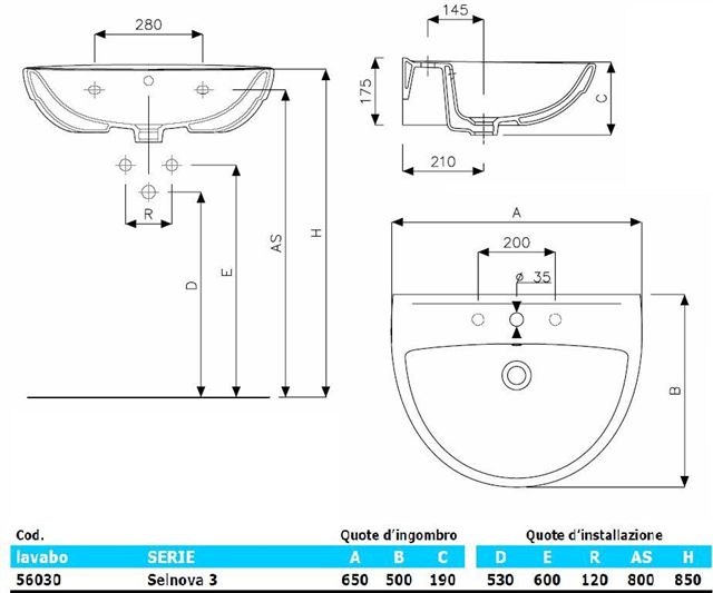 LAVABO 65 SELNOVA PRO BIAN