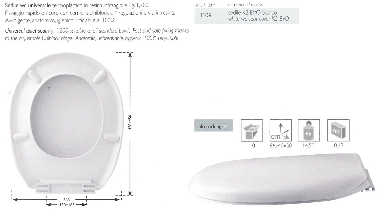 SEDILE UNIV AVV K2 EVO BIA