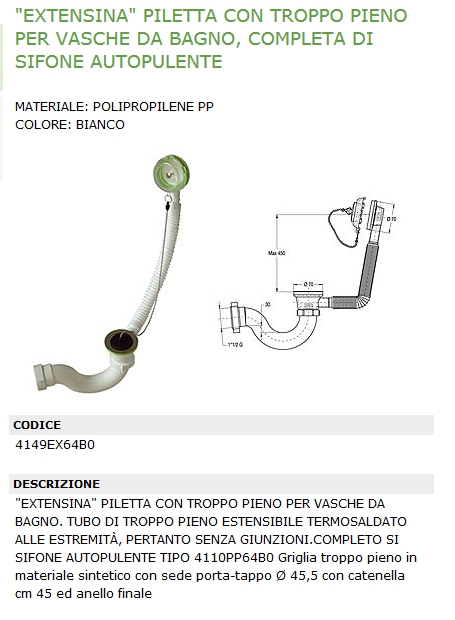 PIL.VASCA C/TR PIENO+SIFON