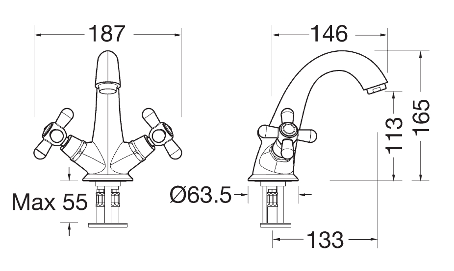 MONOFORO LAVABO A CROCE CR