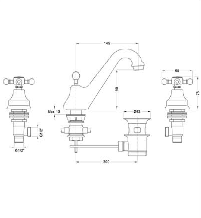 BATT.LAVABO 3FORI CROCE CR