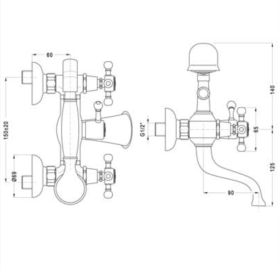 GRUPPO VASCA A CROCE CROMO